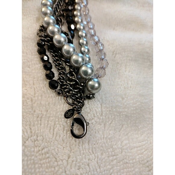 Premier Design Multi-Strand Silver Tone Beads and Gun Metal Chains - Picture 8 of 9